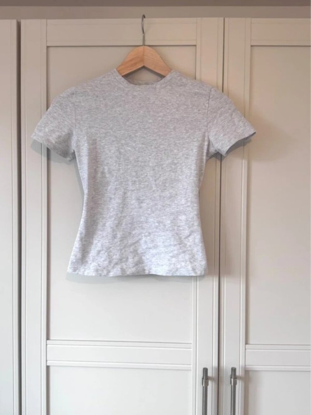 Cotton Short Sleeve Top Grey Melange Size S